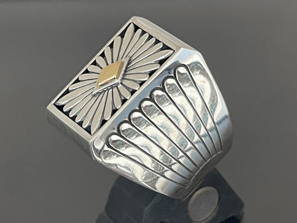 Rectangle Sunburst Design Box Ring by Howard Nelson/リング