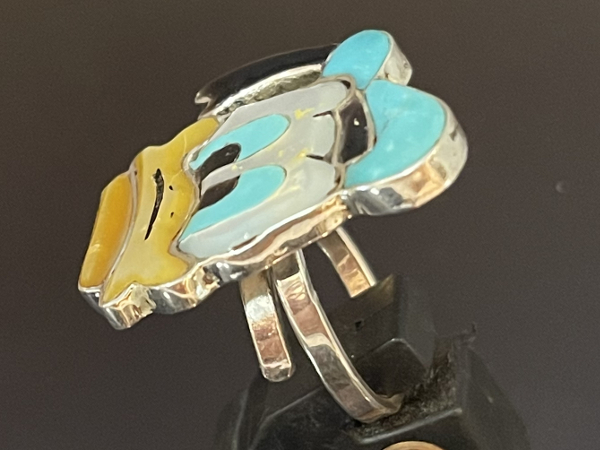 Zuni Inlay Faced Donald Duck Adjustable Ring by Don Dewa [ロング