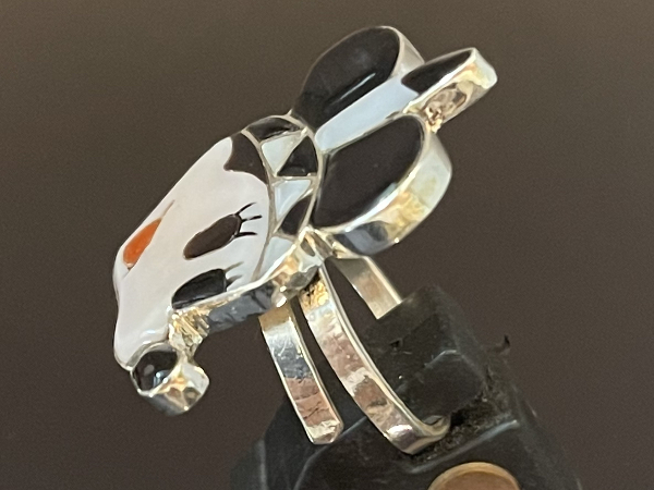 Zuni Inlay Faced Indian Mickey Mouse Adjustable Ring by Don Dewa