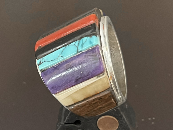 アクセサリー Edison Cummings Ring Tufa Cast Multistone Inlay Ring by Edison Cummings/リング