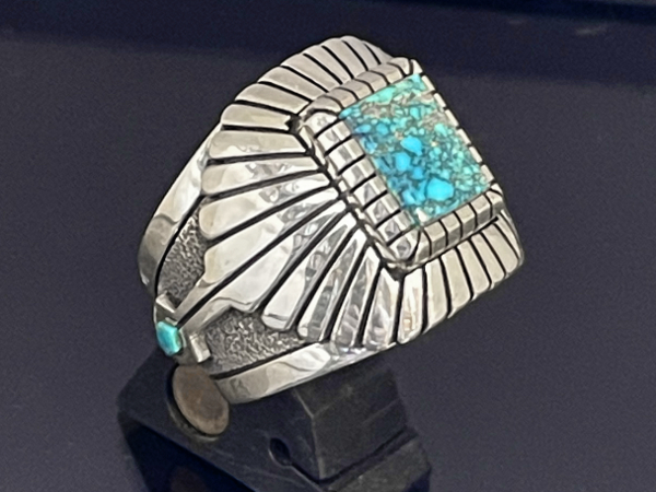 Black Webbed Number 8 Turquoise Ring by Isaac Dial/リングサイズ22