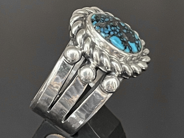 Lander Blue Turquoise Heavy Gauge Shank Ring by Stanley Parker