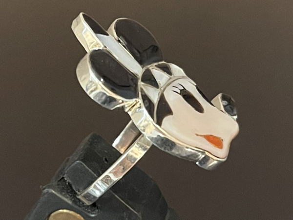 Zuni Inlay Faced Indian Mickey Mouse Adjustable Ring by Don Dewa