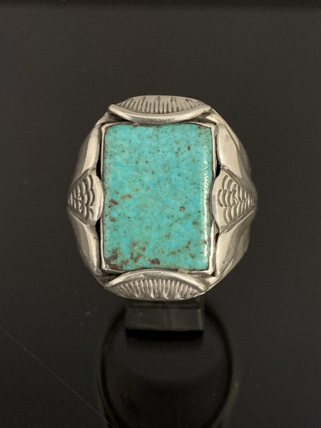 Fred Thompson = Rectangle Old Man Mine Turquoise Ring /リング