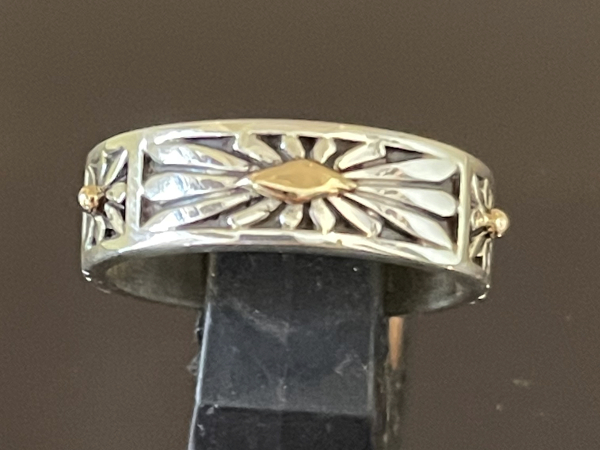 Sunburst Design Narrow Band Ring by Howard Nelson/リングサイズ21号 