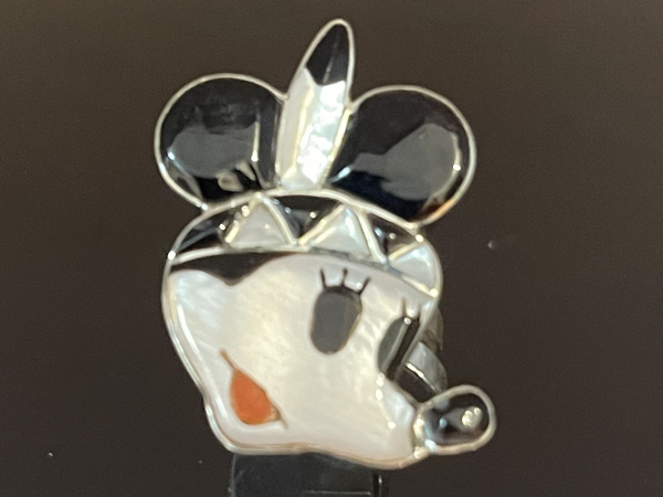 Zuni Inlay Faced Indian Mickey Mouse Adjustable Ring by Don Dewa
