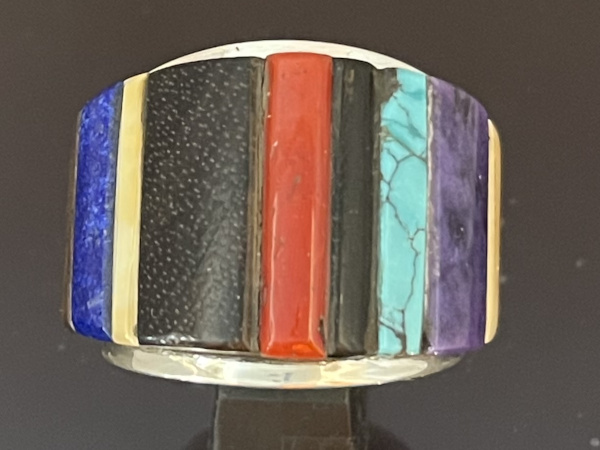 Tufa Cast Multistone Inlay Ring by Edison Cummings/リング