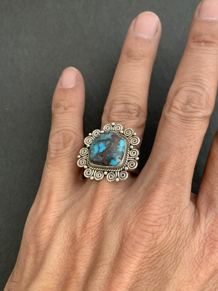Bisbee Turquoise Shank Ring by Perry Shortyリングサイズ18号 