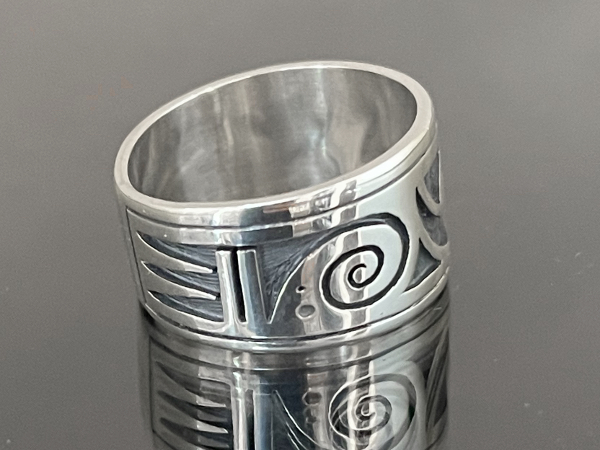Hopi Nakwach Design Band Ring by Clifton Mowaリングサイズ23号