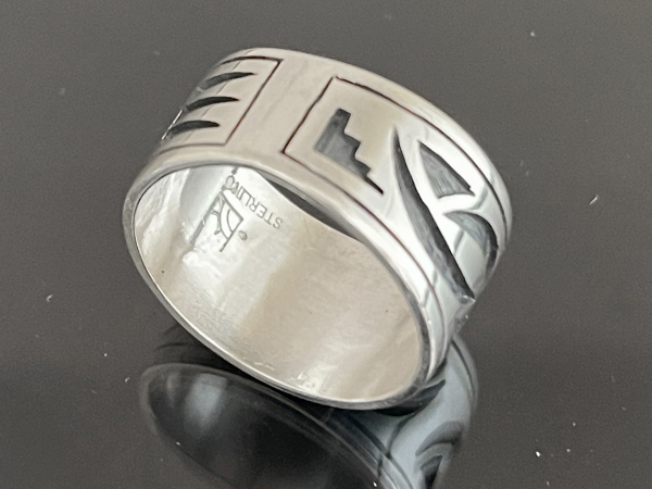 Hopi Nakwach Design Band Ring by Clifton Mowaリングサイズ23号