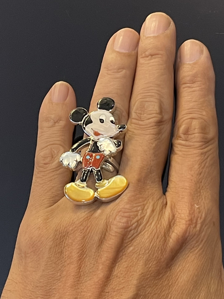 Zuni Inlay Full Body Mickey Mouse Ring by Don Dewa [ロング