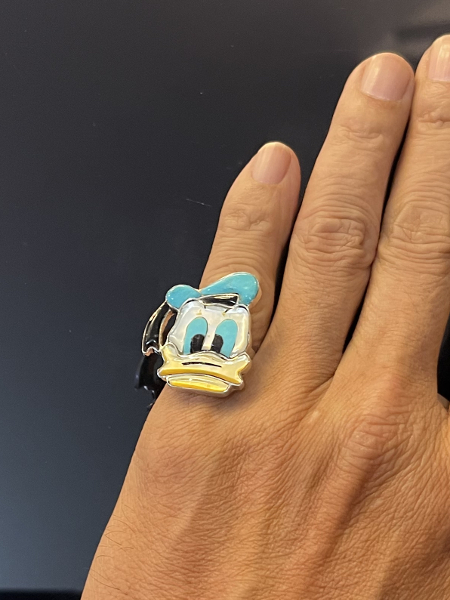 Zuni Inlay Faced Donald Duck Adjustable Ring by Don Dewa [ロング