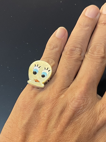 Looney Tunes Character ”tweety Bird” inlay Adjustable Ring by Don  Dewaサイズ9号〜 [ロングブランチ ウェッブストア]