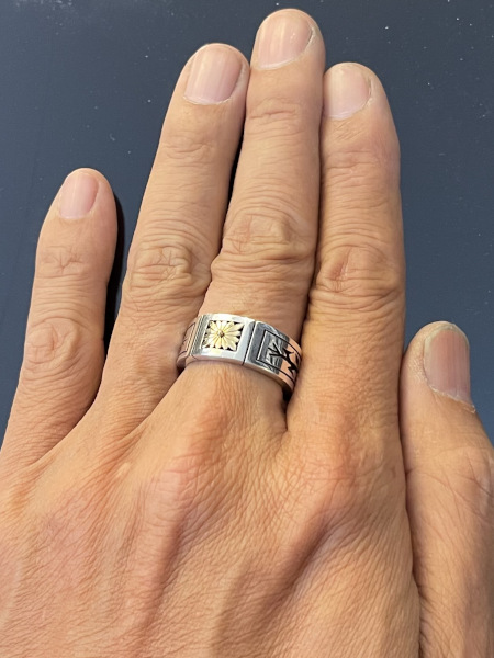 14k Sunburst Design Band Ring by Howard Nelson/リングサイズ20号 [ロングブランチ ウェッブストア]