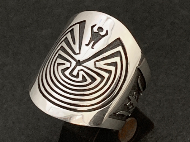 Hopi Man in the Maze Band Ring by Eddison Wadsworth Soohafyah 