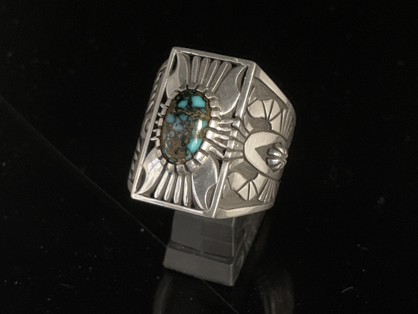 Lander Blue Turquoise Box Ring by Marco Begaye/リングサイズ17号 [ロングブランチ ウェッブストア]