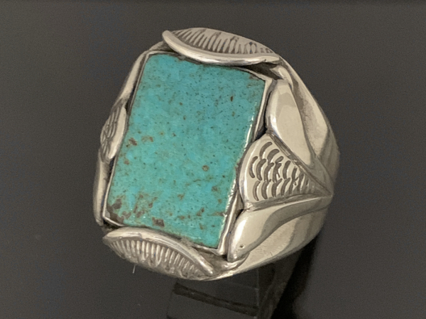 Fred Thompson = Rectangle Old Man Mine Turquoise Ring /リング