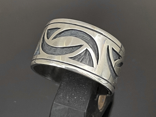 Hopi Nakwach Design Band Ring by Clifton Mowaリングサイズ23号