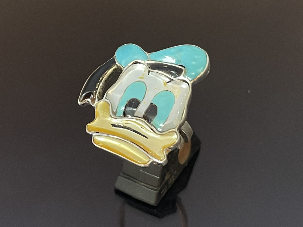 Zuni Inlay Faced Donald Duck Adjustable Ring by Don Dewa [ロング