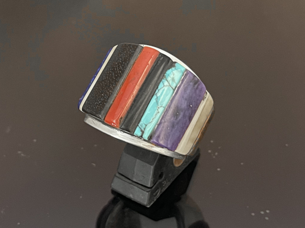 アクセサリー Edison Cummings Ring Tufa Cast Multistone Inlay Ring by Edison Cummings/リング
