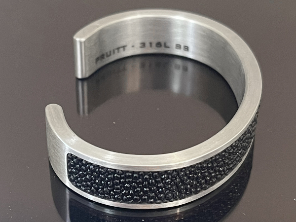 Inlay Stingray Leather Stainless Steel Bracelet by Pat Pruitt