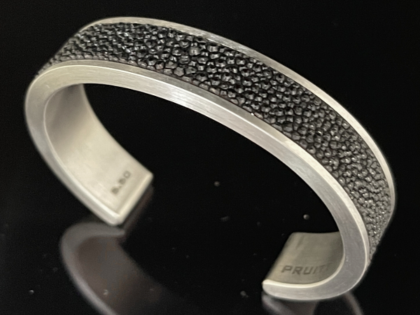 Inlay Stingray Leather Stainless Steel Bracelet by Pat Pruitt