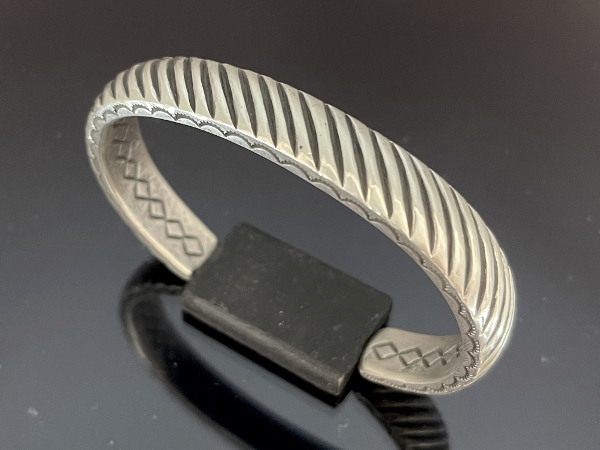 Stamped Coin Silver Half Round Wire Bracelet by Perry Shorty